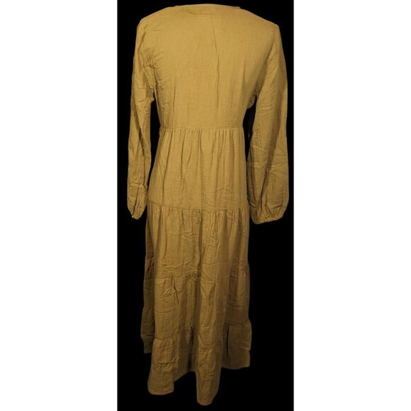 Universal Threads Rustic Peasant Brown Tiered Cotton Maxi Dress - Picture 2 of 3